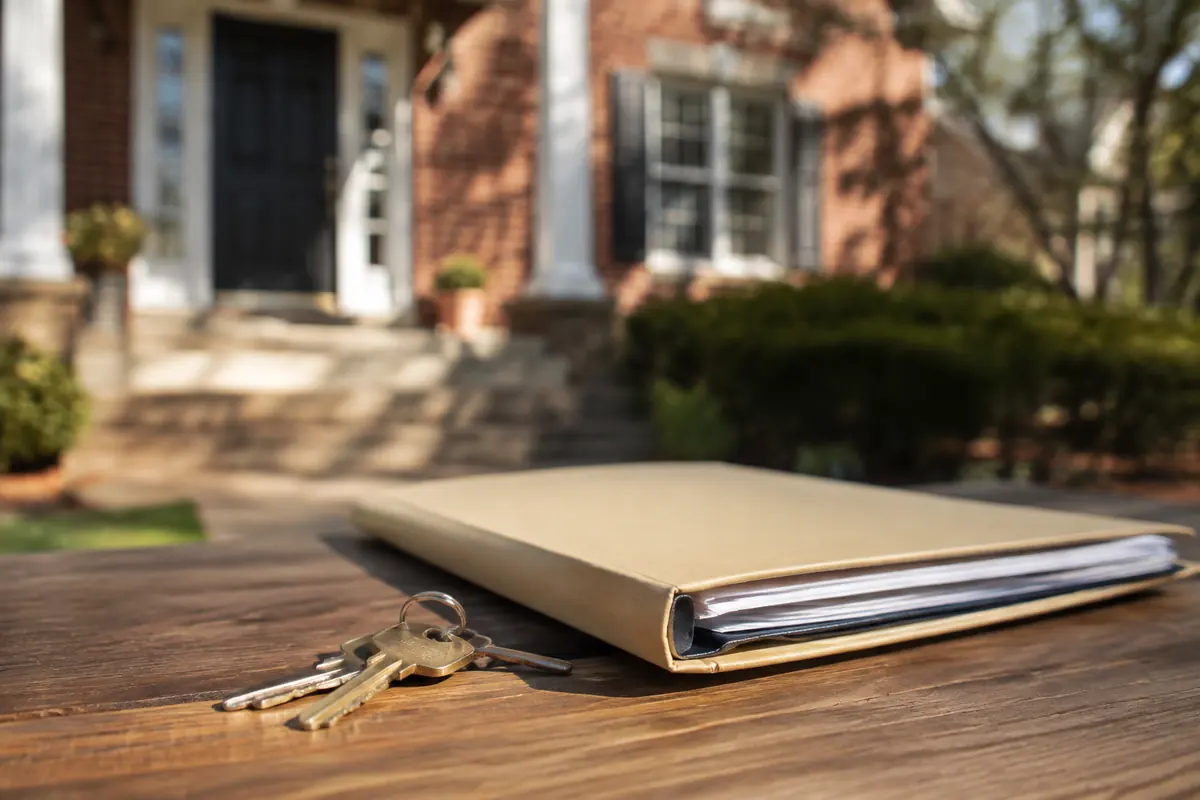 House keys with home purchase paperwork, illustrative image