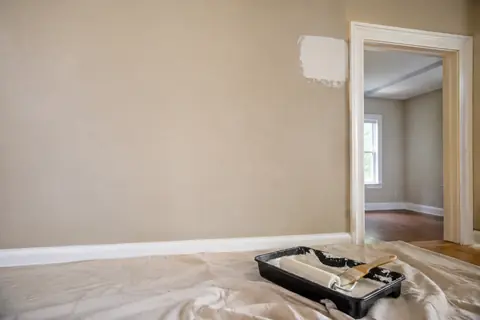 Interior wall patching and painting supplies, illustrative image