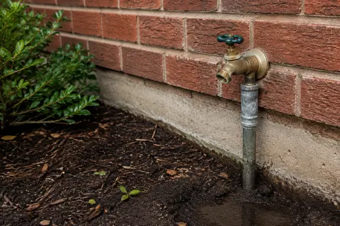 Residential plumbing inspection tools and pipework, illustrative image